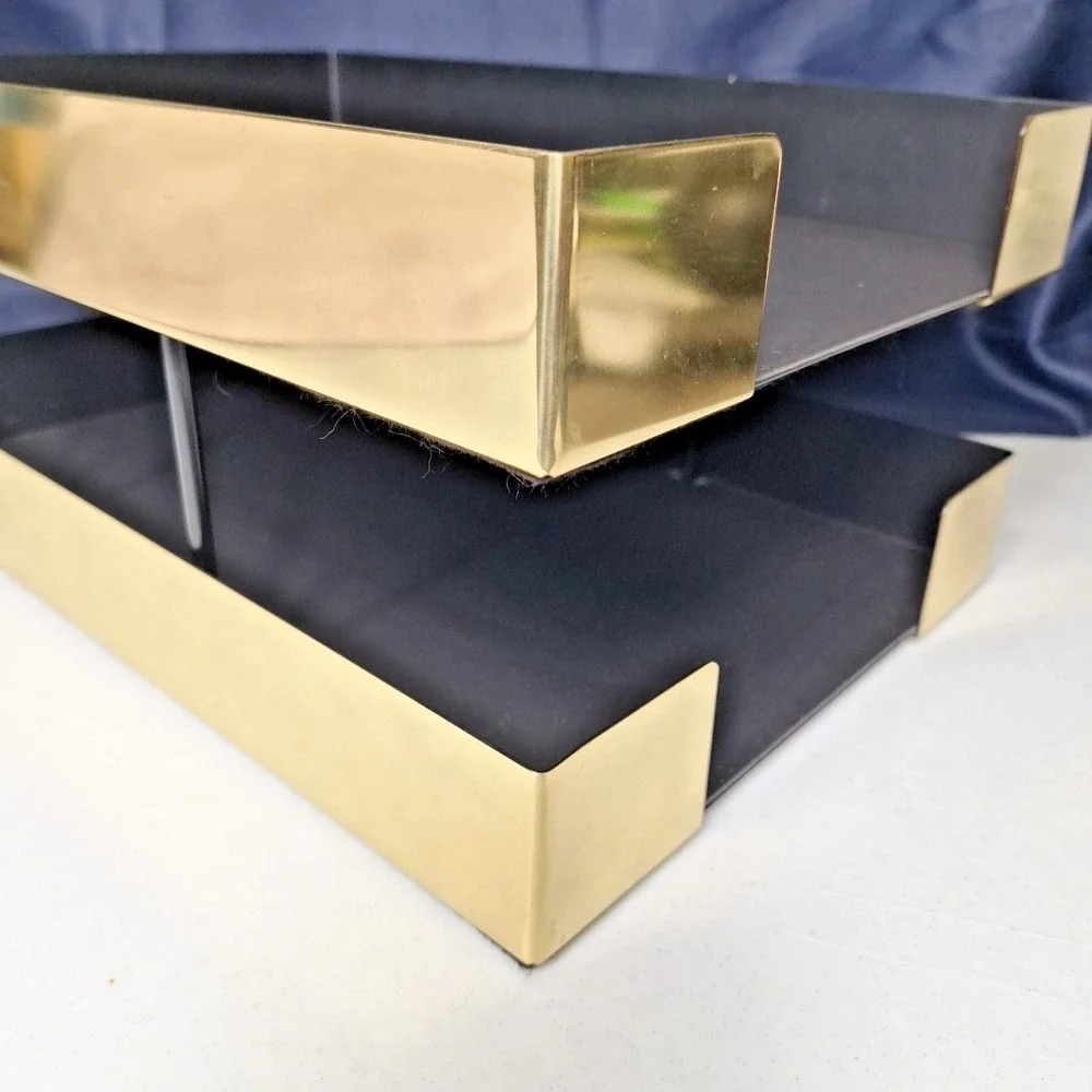 VTG Smokador Brass Full Heavy Metal Executive Double Letter Tray Mirror Finish
